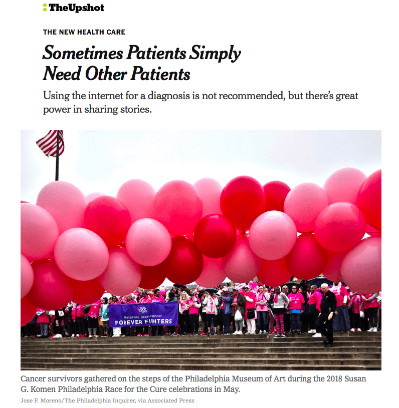 The New York Times: “Sometimes Patients Simply Need Other Patients”